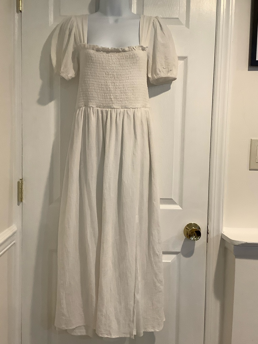 MISSGUIDED Gauzy White Smocked Cottagecore Capsule Resortwear Napping Dress 8